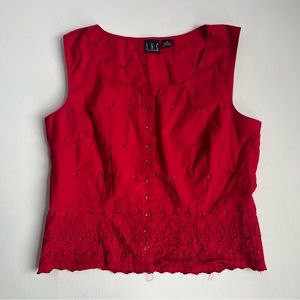 Vintage Red Eyelet Top